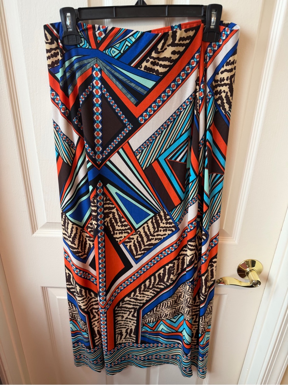 Geometric Print Maxi Dress in Blue & Orange size 1